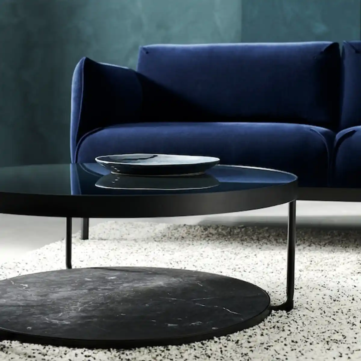 Bild 3 von FRÖTORP Couchtisch, anthrazit marmoriert/schwarz Glas 88 cm