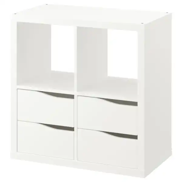Bild 1 von KALLAX Regal, 4 Schubladen wellenförmig/weiß 77x77 cm