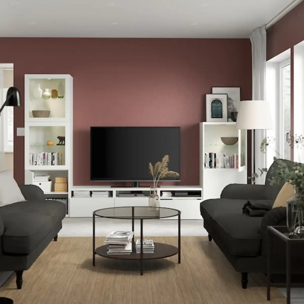 Bild 2 von BESTÅ TV-Komb. mit Vitrinentüren, weiß/Lappviken Klarglas weiß 300x42x193 cm