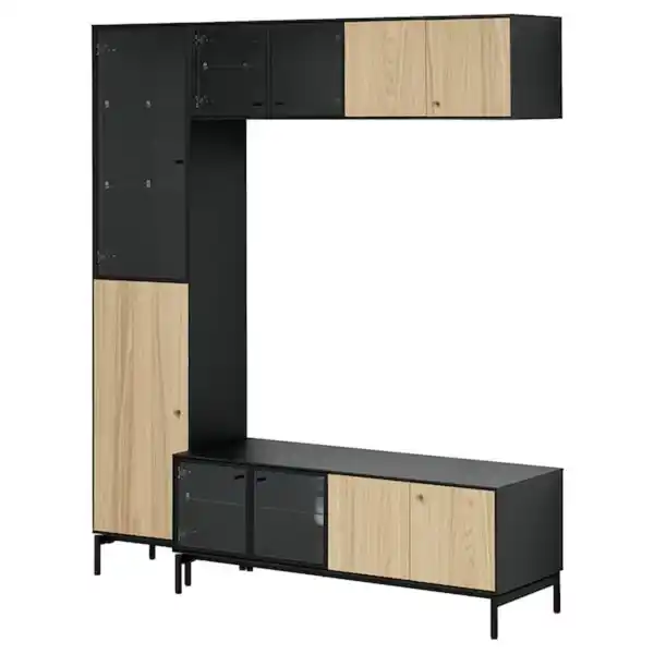 Bild 1 von BOASTAD TV-Möbel, Kombination, schwarz/Eichenfurnier 163x42x185 cm