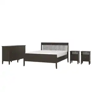 IDANÄS Schlafzimmermöbel 4er-Set, dunkelbraun 140x200 cm