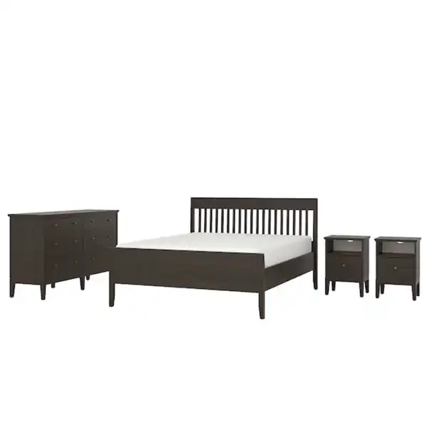Bild 1 von IDANÄS Schlafzimmermöbel 4er-Set, dunkelbraun 140x200 cm