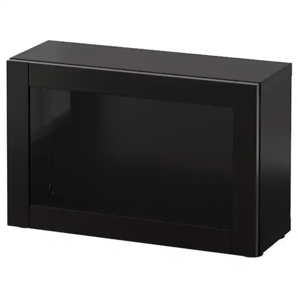 Bild 1 von BESTÅ Regal mit Glastür, schwarzbraun/Sindvik Klarglas sbr 60x22x38 cm