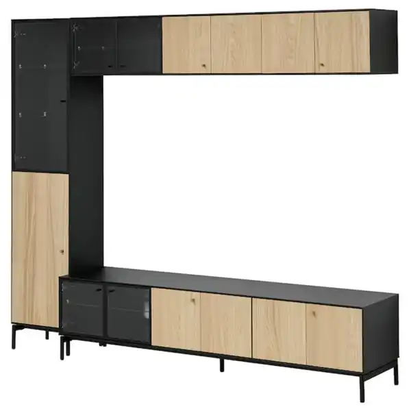 Bild 1 von BOASTAD TV-Möbel, Kombination, schwarz/Eichenfurnier 223x42x185 cm