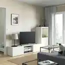 Bild 3 von BESTÅ TV-Komb. mit Vitrinentüren, weiß/Lappviken Klarglas weiß 240x42x129 cm