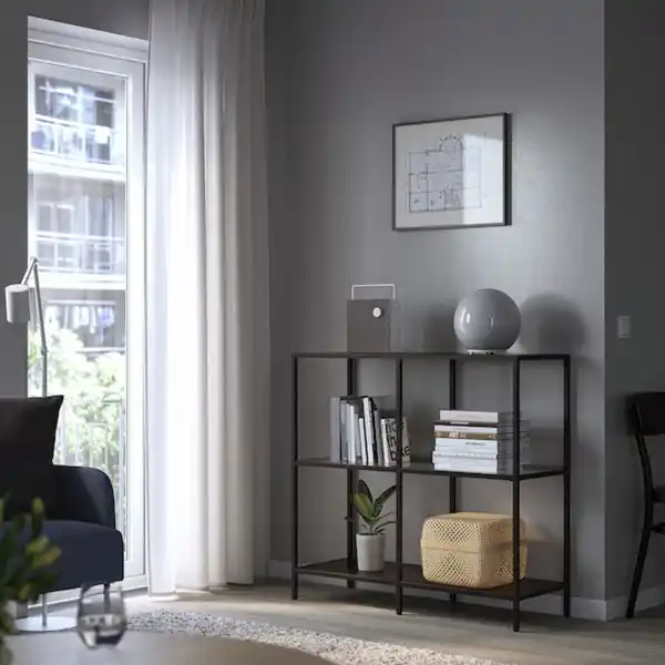 Bild 2 von VITTSJÖ Regal, schwarzbraun/Glas 100x93 cm