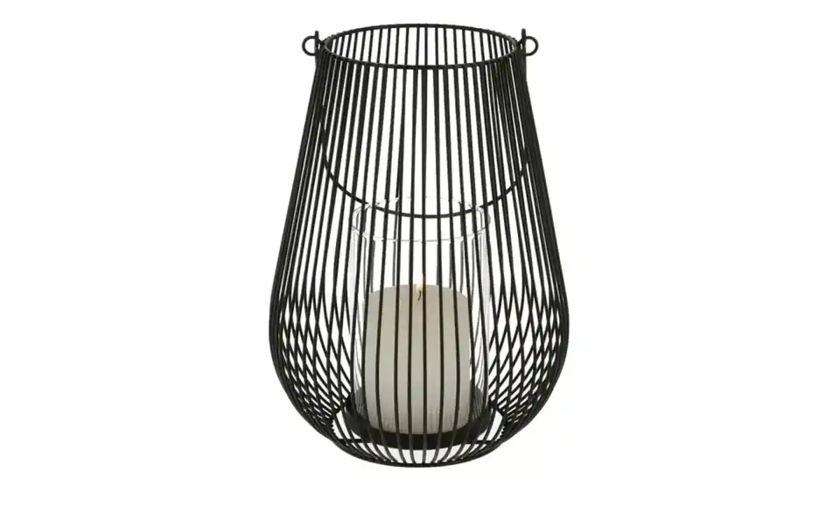 Bild 2 von Windlicht   ¦ schwarz ¦ Metall,Glas ¦ Maße (cm): H: 26,5  Ø: 19.0 Dekoration > Laternen & Windlichter - Möbel Kraft