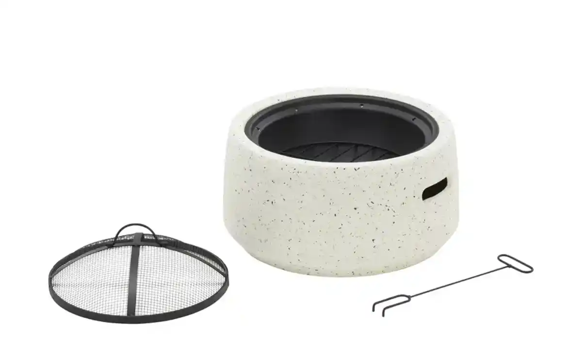 Bild 2 von Feuerstelle  Almeria ¦ weiß ¦ Magnesia,Stahl ¦ Maße (cm): H: 23,5  Ø: 48.0 Dekoration > Gartendekoration - Möbel Kraft