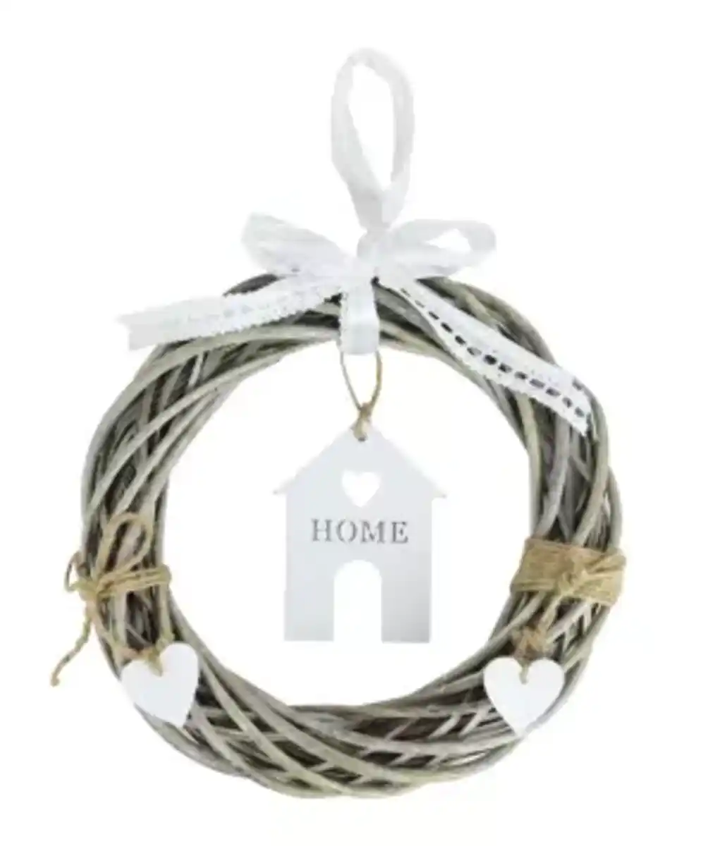 Bild 1 von Weidenkranz zum Aufhängen, weiß