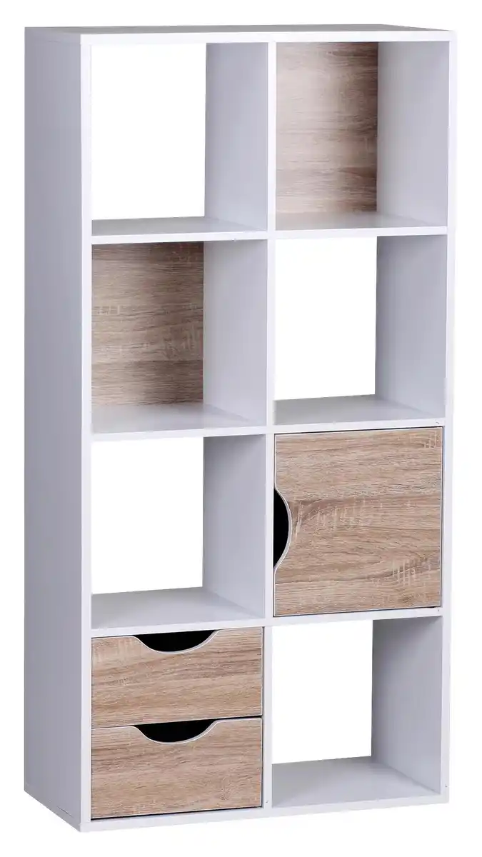 Bild 1 von Standregal ca. 60x120x29 cm Weiß/Eichefarben, Weiß, Eichefarben