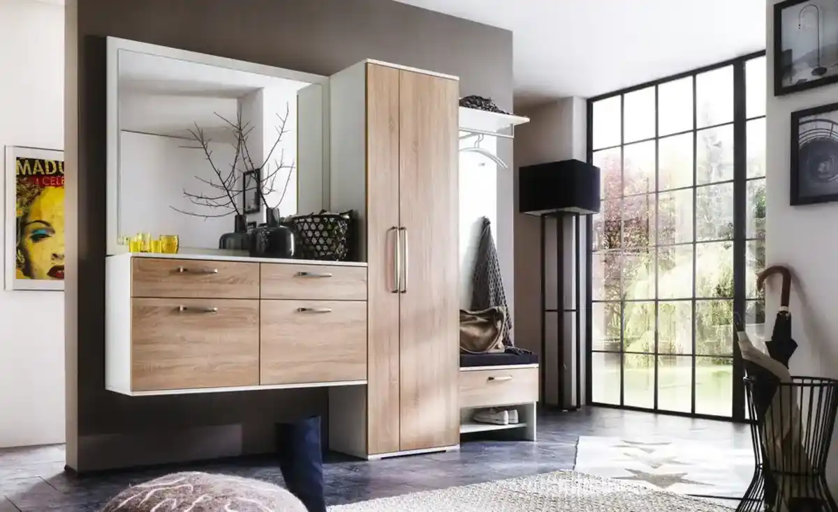 Bild 1 von Garderobe   ¦ holzfarben ¦ Maße (cm): B: 242 H: 201 T: 36.0 Garderoben & Kleiderstangen > Garderoben - Möbel Kraft