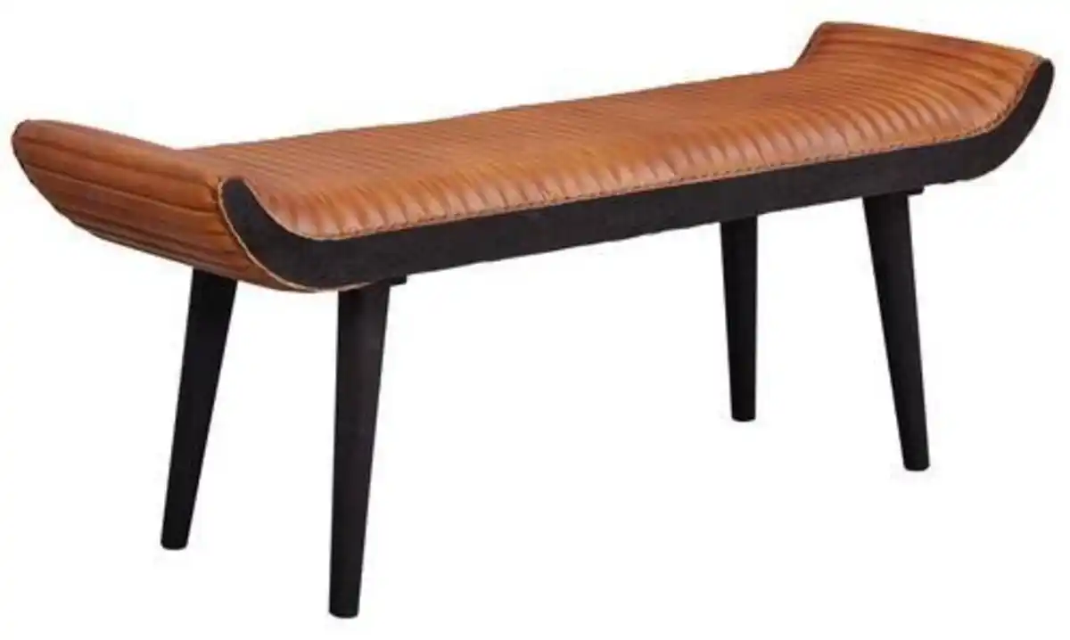 Bild 1 von Sitzbank ca. 128x51x38 cm Leder/Mangoholz, Braun