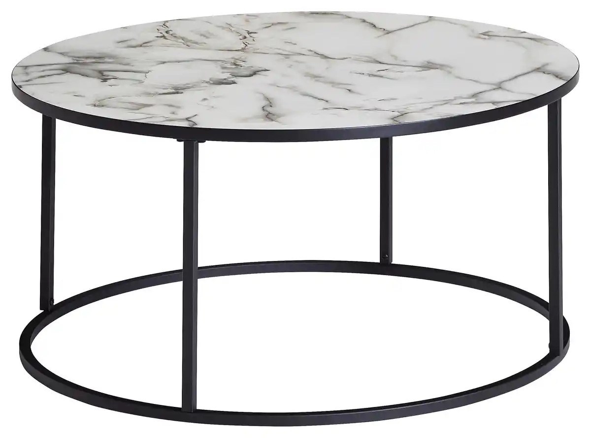 Bild 1 von Couchtisch Marmoroptik ca. 80x38 cm Gestell Schwarz, Weiß
