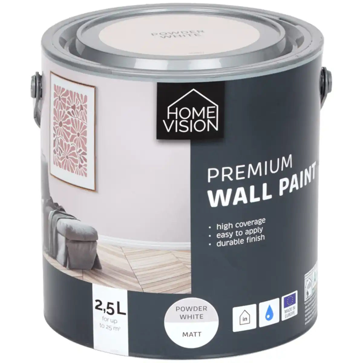 Bild 1 von Home Vision Matte Premium-Wandfarbe Powder White