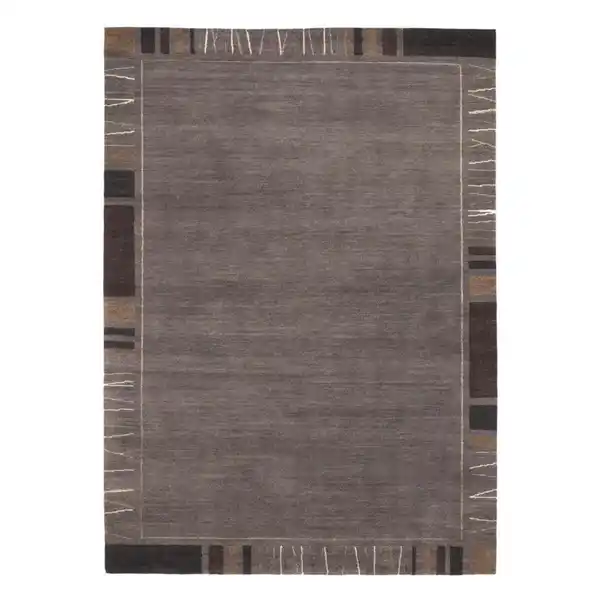 Bild 1 von Cazaris Wollteppich Sena Silk Mata, Dunkelgrau, Textil, Bordüre, rechteckig, 140x200 cm, Care & Fair, für Fußbodenheizung geeignet, in verschiedenen Größen erhältlich, Teppiche & Böden, Teppic