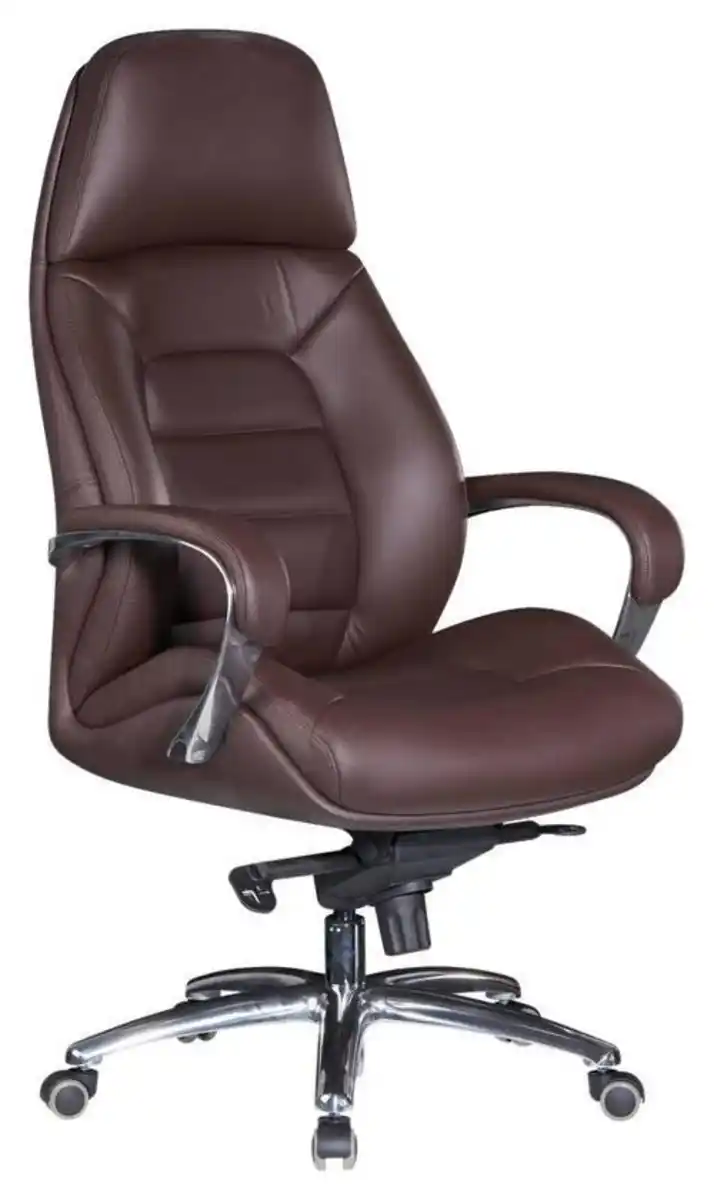 Bild 1 von Chefsessel mit Armstützen Dunkelbraun Leder bis 120 kg, Dunkelbraun