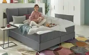 Boxbett   ¦ grau ¦ Maße (cm): B: 186 H: 126 Betten > Boxspringbetten - Möbel Kraft