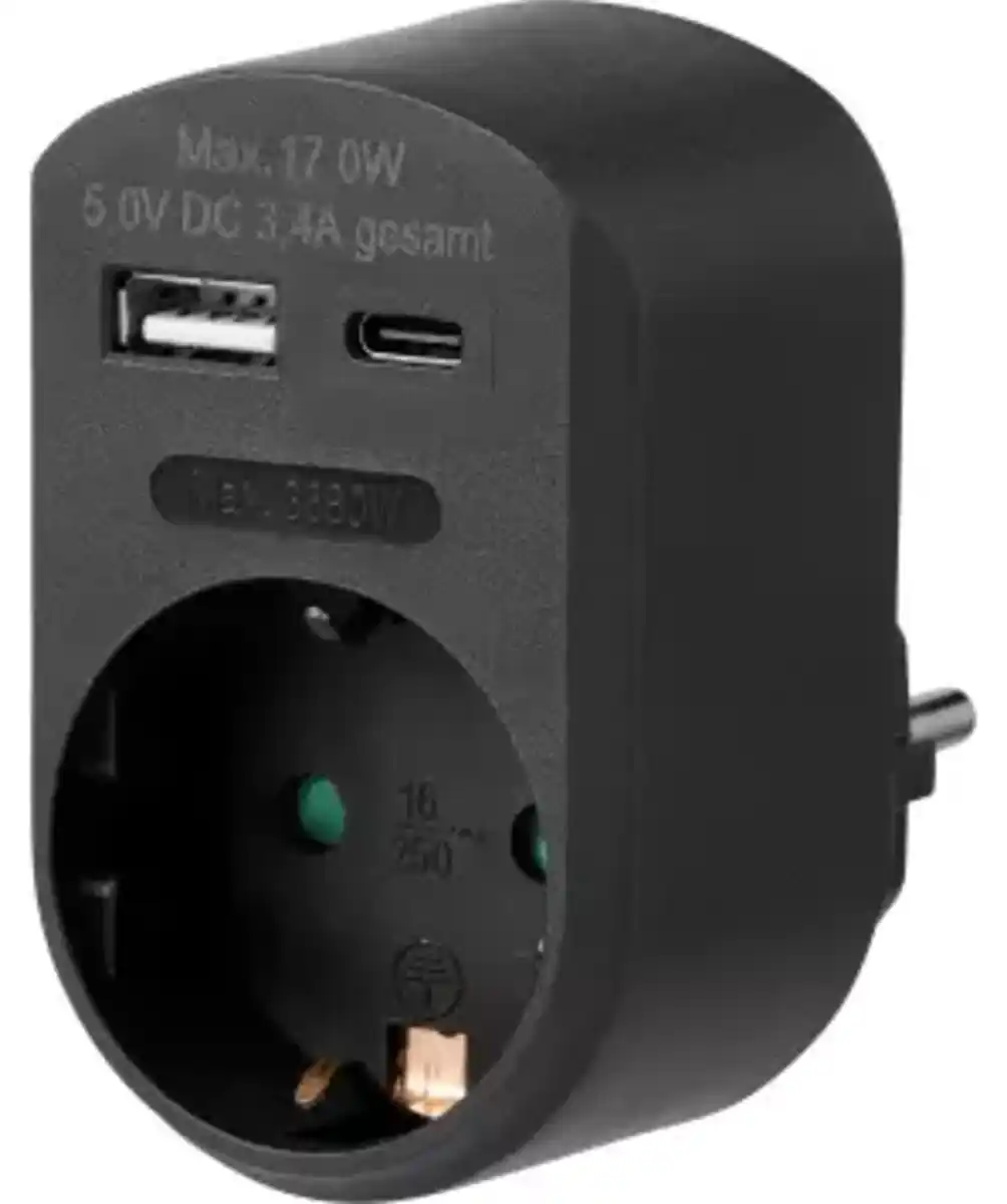 Bild 1 von Steckdosen-Adapter 3.680 Watt, schwarz