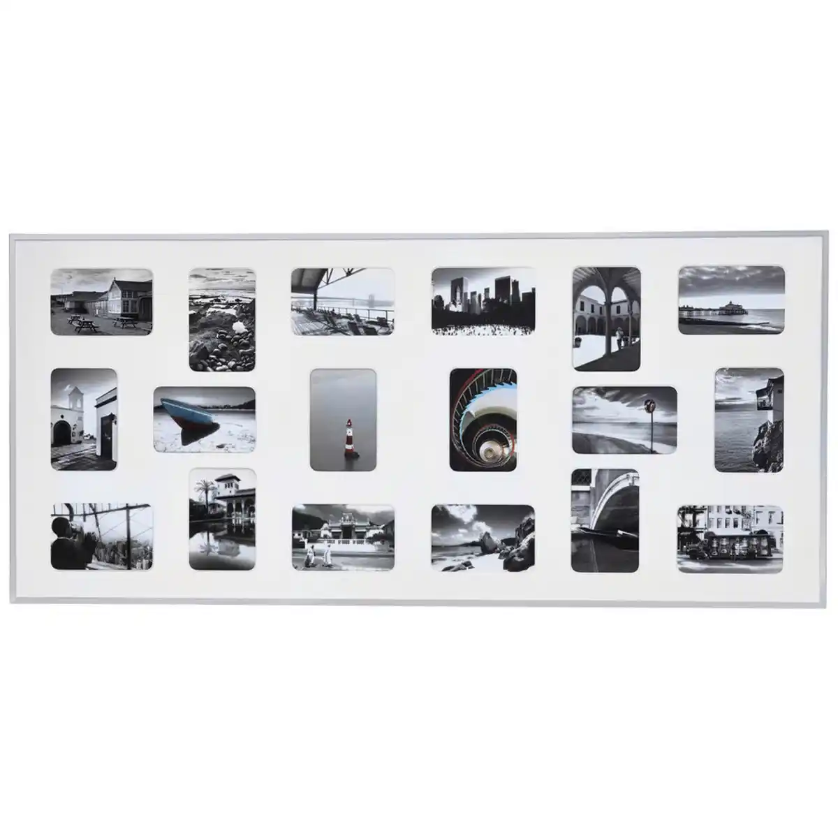 Bild 1 von Nielsen Collagen-Bilderrahmen Pixel, Weiß, Silber, Metall, rechteckig, 109.2x49.5 cm, Passepartout, Bilderrahmen, Bilderrahmen