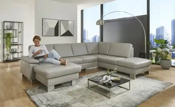Bild 3 von Kollektion Kraft Wohnlandschaft mit Sitz- und Rückenbezug aus Echtleder Samu-L ¦ beige ¦ Maße (cm): B: 316 H: 90 T: 235.0 Polstermöbel > Sofas > Ledersofas - Möbel Kraft