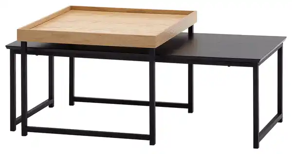 Bild 1 von Beistelltisch 2-tlg. Schwarz/Eiche Dekor, Schwarz, Eichefarben