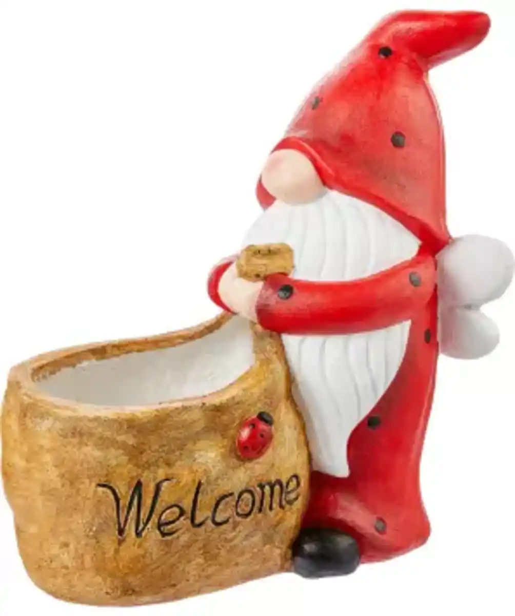 Bild 1 von Garten Deko-Wichtel mit Blumentopf, rot