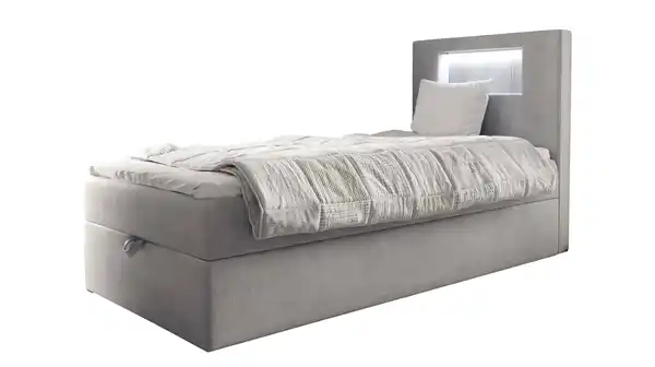 Bild 1 von Boxbett 100 x 200 cm mit Bettkasten grau Samtbezug - GOLD
