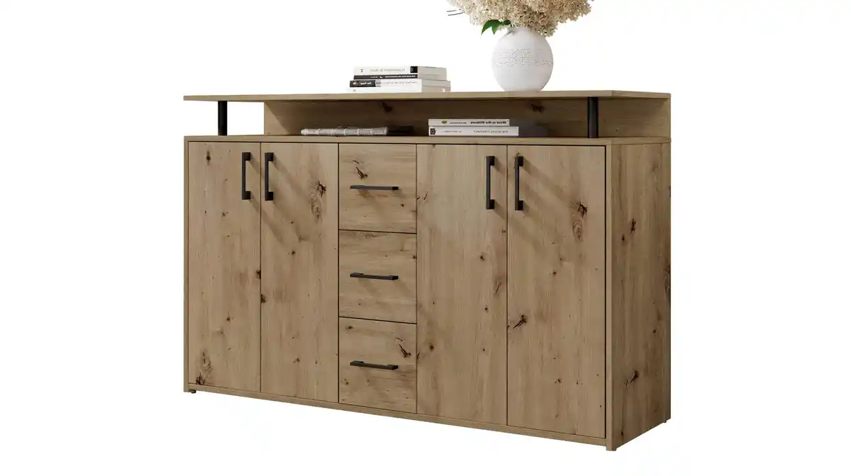 Bild 1 von Highboard 4 Türen 3 Schubladen Artisan Eiche 139 cm - DRIFT