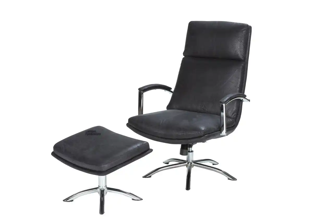 Bild 1 von Relaxsessel schwarz Microfaserbezug - Hocker - FINN