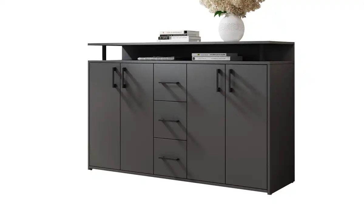 Bild 1 von Highboard 4 Türen 3 Schubladen Anthrazit 139 cm - DRIFT