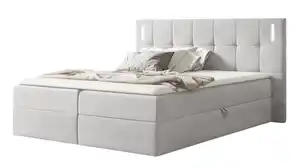 Boxbett 160 x 200 cm mit Bettkasten grau Stoffbezug - DALIO