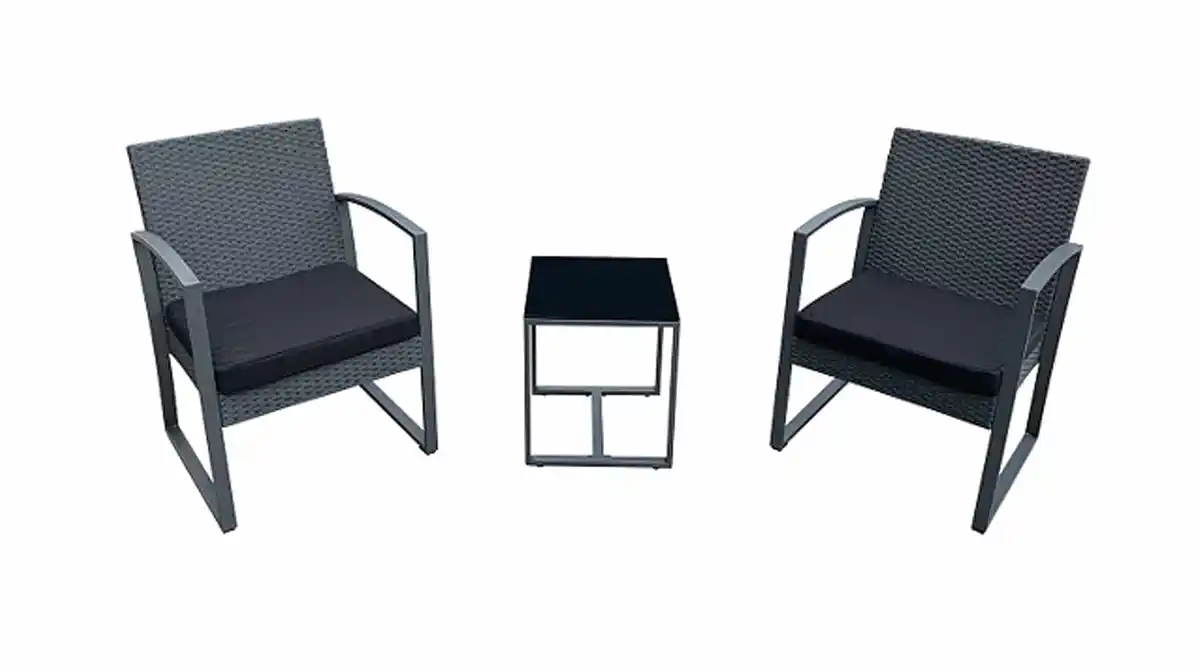 Bild 1 von Gartenmöbel Set 3-tlg. Tisch und Stühle schwarz - VENEDIG