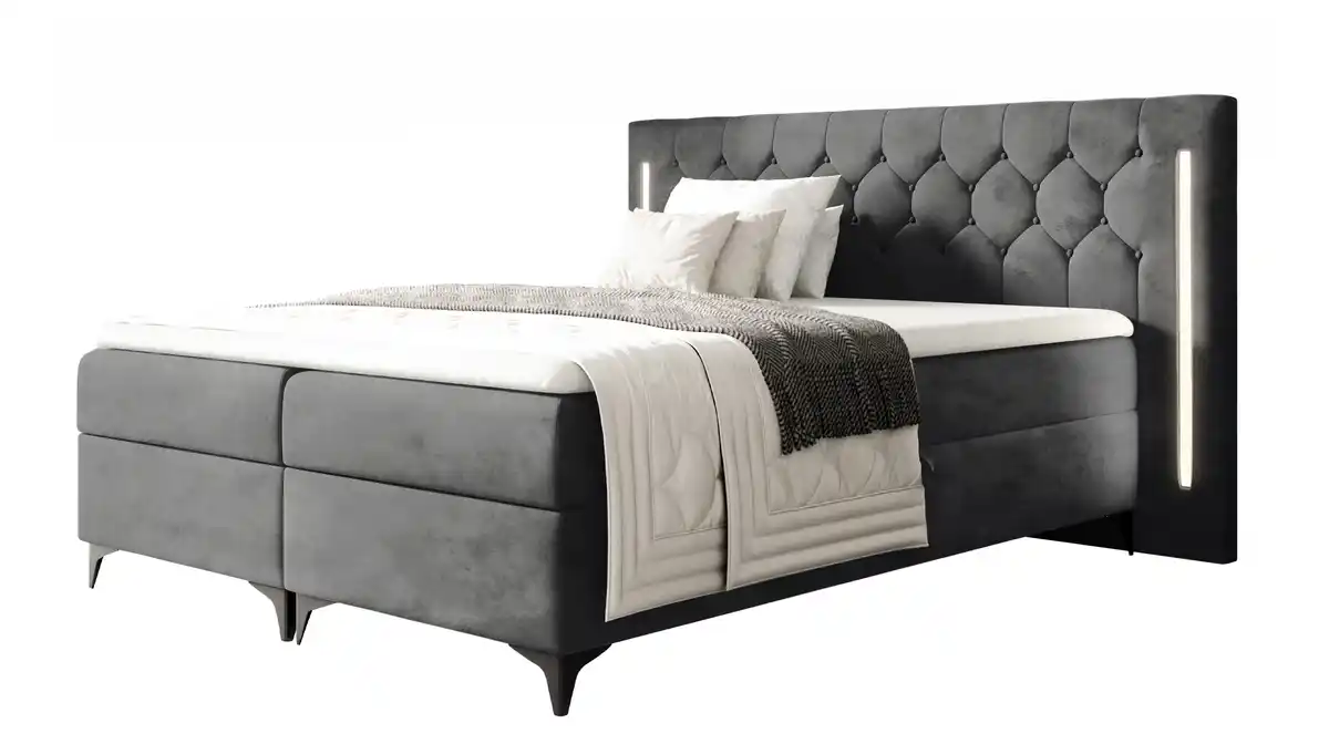 Bild 1 von Boxbett 180 x 200 cm mit Bettkasten Anthrazit Samt - CALIFORNIA