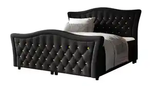 Boxbett 180 x 200 cm mit Bettkasten schwarz Samt - DIAMANT