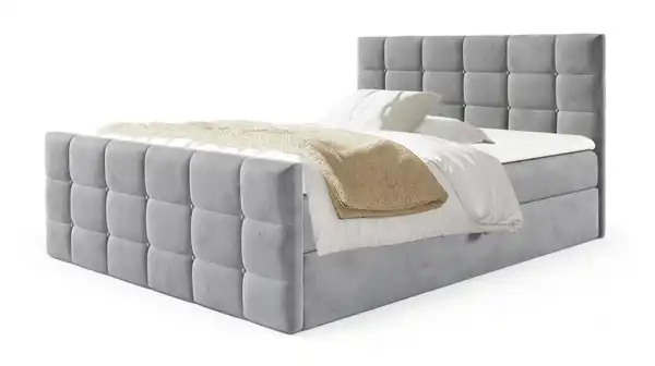 Bild 1 von Boxbett 180 x 200 cm mit Bettkasten grau Stoffbezug - BERLIN