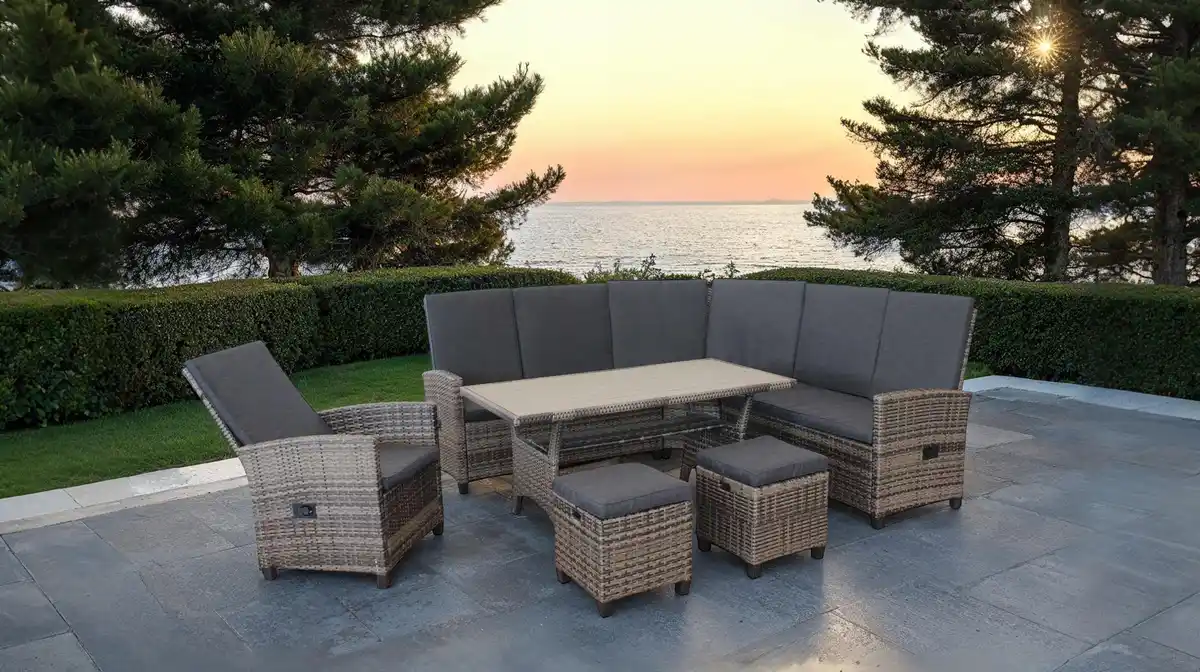 Bild 1 von Gartenmöbel-Set 5-teilig Gartentisch 144 x 70 cm - ANTWERPEN