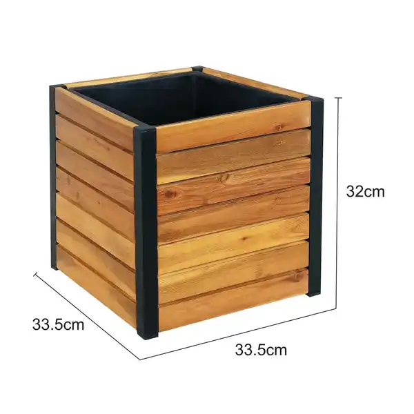 Bild 2 von Holz Pflanzkübel, Pflanzkübel, Blumenkasten, Blumenkübel 33,5 x 33,5 x 32 cm FSC braun