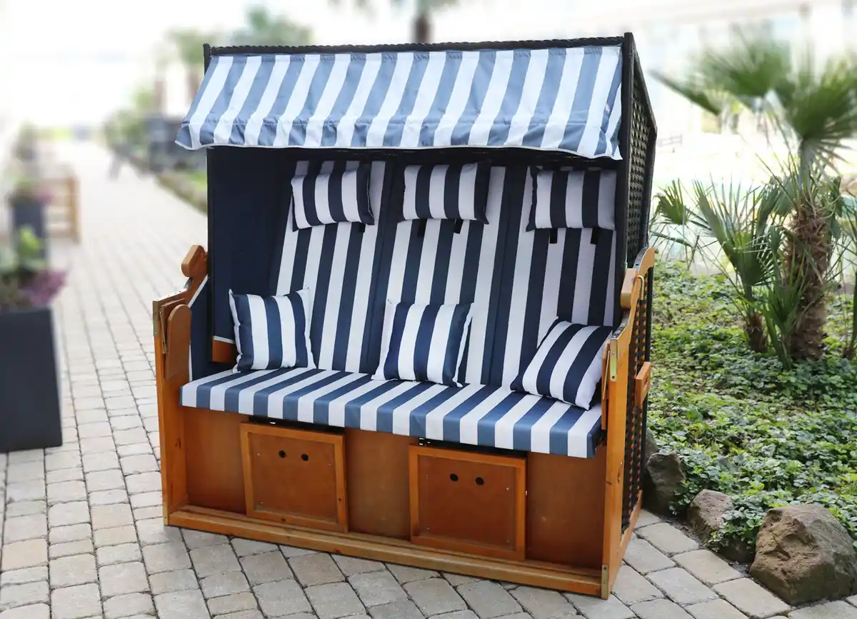 Bild 1 von XXL Strandkorb Ostsee 150x149x98cm Blau/Weiß