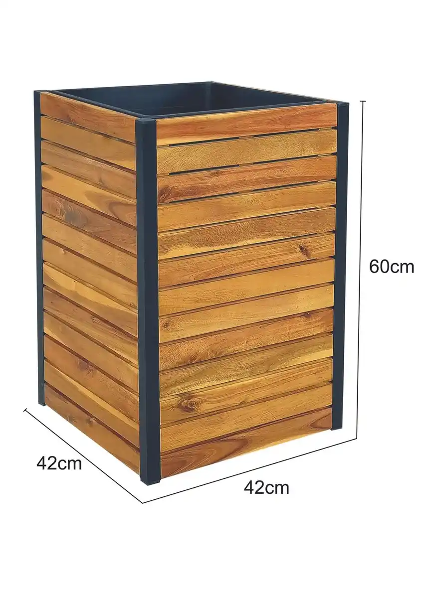 Bild 3 von Holz Pflanzkübel, Pflanzkübel, Blumenkasten, Blumenkübel 42 x 42 x 60 cm FSC braun