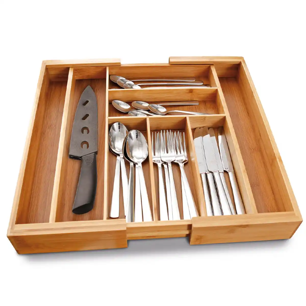 Bild 1 von Bambus-Besteckkasten, ausziehbar