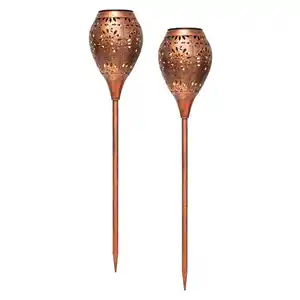 LED-Solar Gartenfackel Metall 2er Set