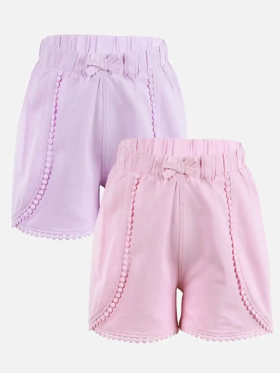Bild 1 von Mädchen 2er Pack Shorts mit kleiner Bordüre Lila