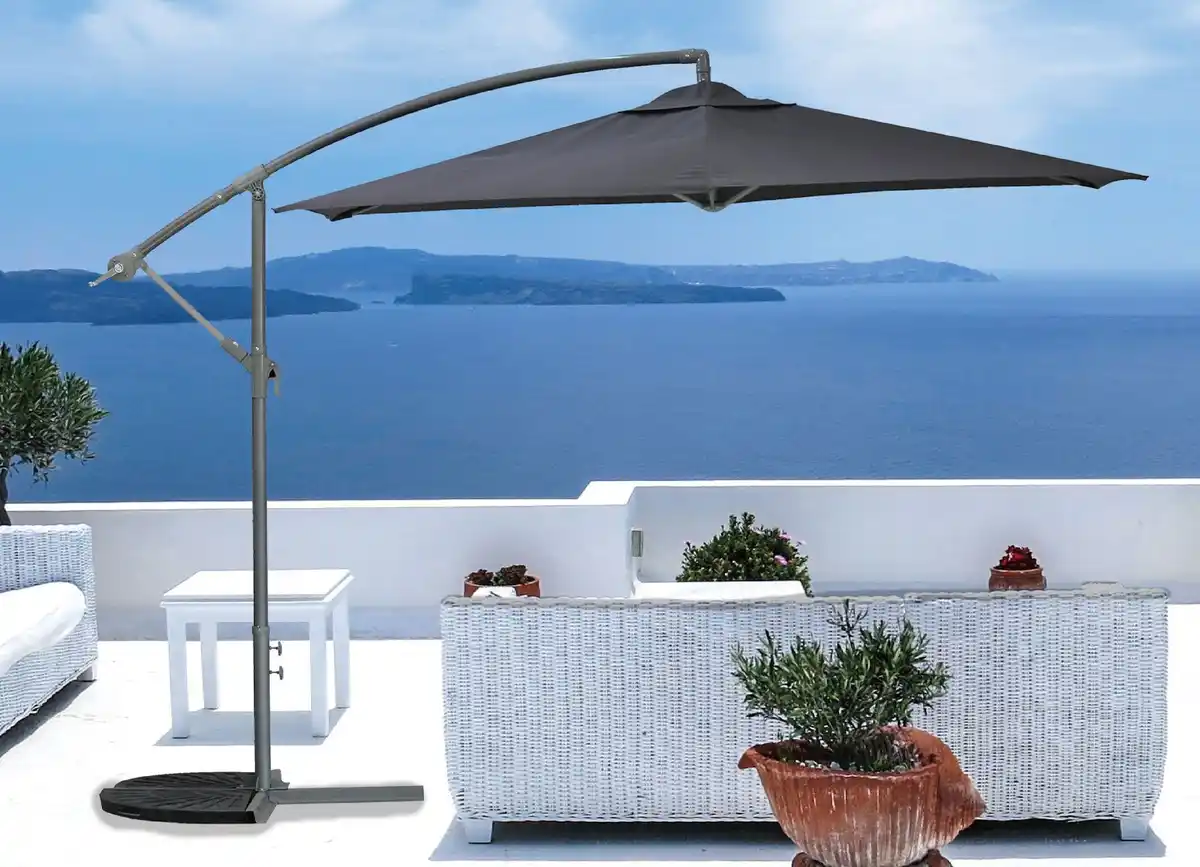 Bild 1 von Deluxe Ampelschirm Anthrazit, pulverbeschichtetes Aluminiumgestell, Schirmbespannung aus Polyester, Gewicht: ca. 11kg