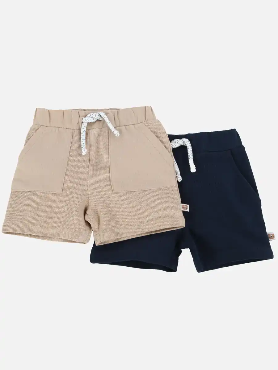 Bild 1 von Baby Jungen 2er Pack Shorts mit bunter Kordel Blau