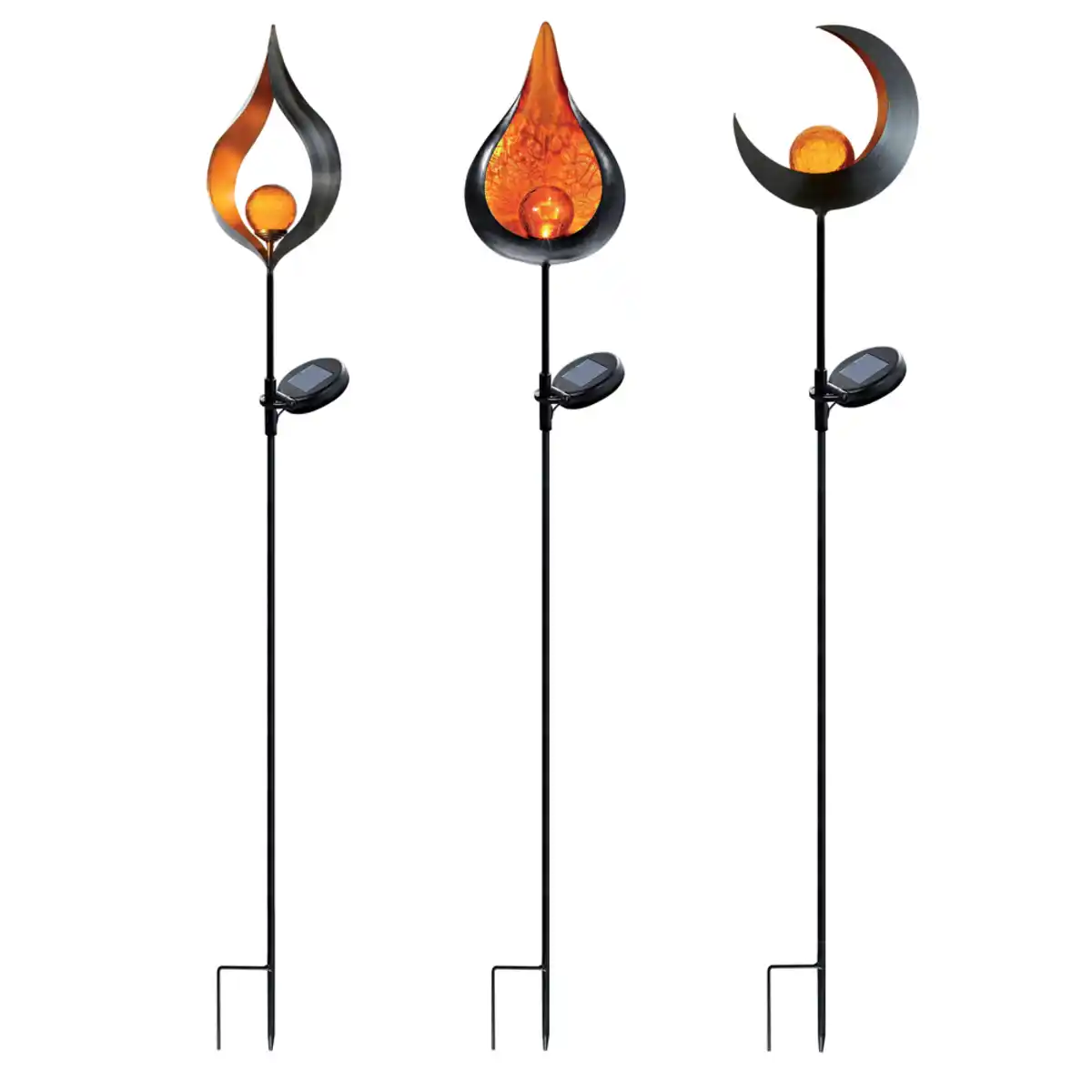 Bild 1 von LED-Solar Gartenstecker 3er Set aus Metall