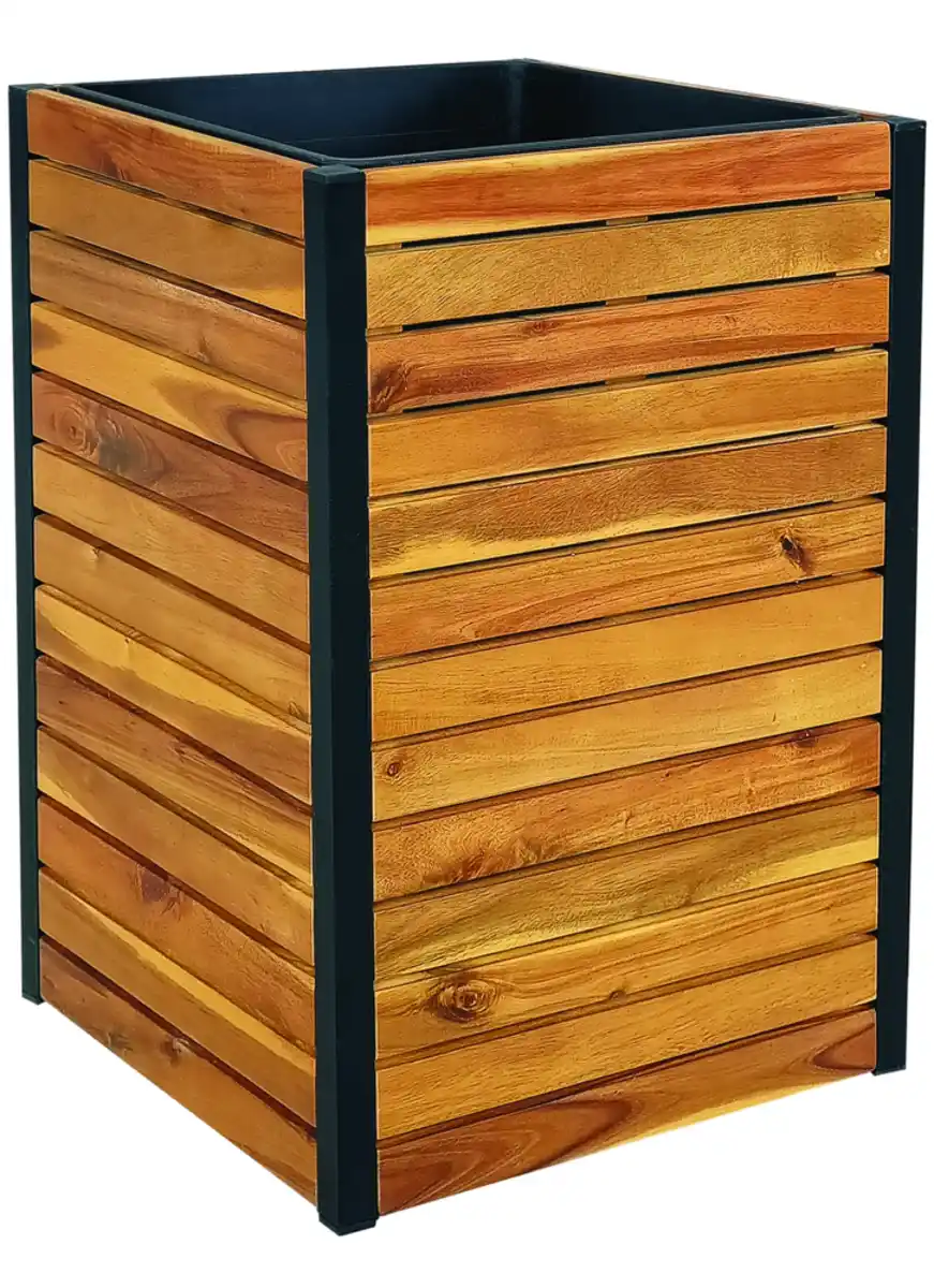 Bild 1 von Holz Pflanzkübel, Pflanzkübel, Blumenkasten, Blumenkübel 42 x 42 x 60 cm FSC braun