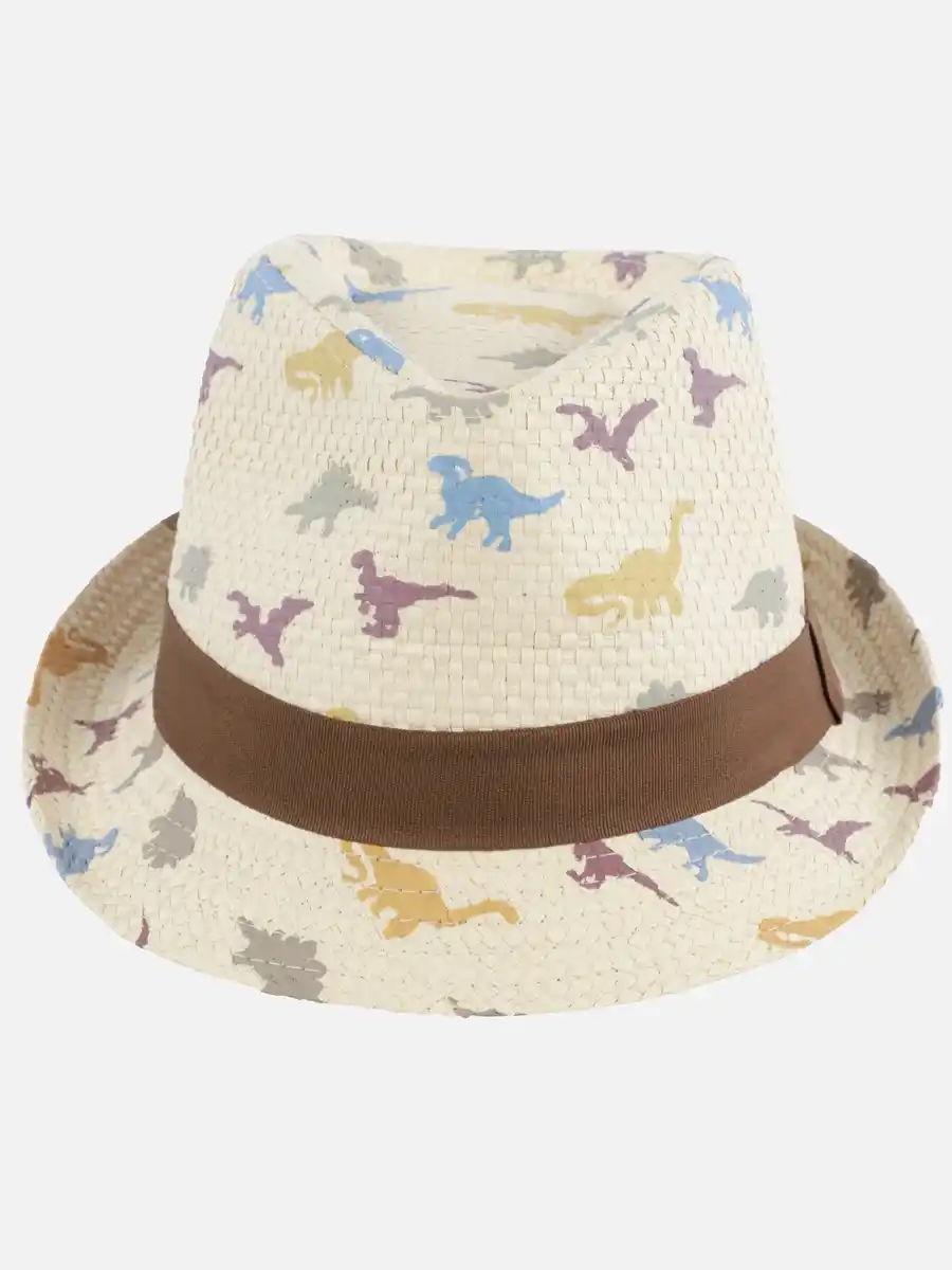 Bild 1 von Jungen Strohhut mit Dinoprint Weiß