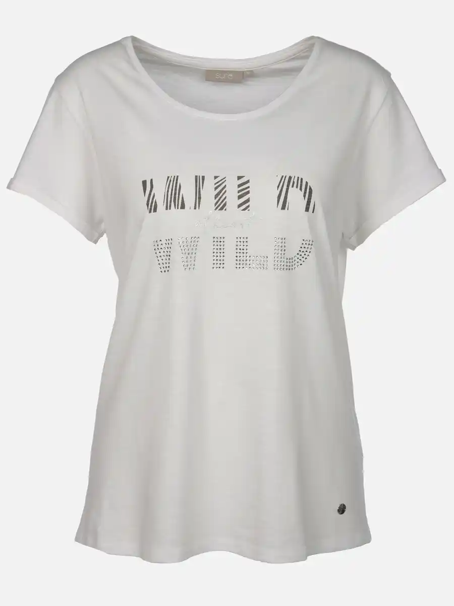 Bild 1 von Damen Shirt mit Glitzerprint und Strasssteinchen Weiß