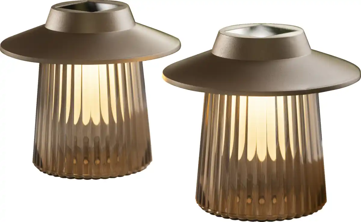 Bild 2 von IDEENWELT Solar-Leuchten mit Schirm, 2er-Set