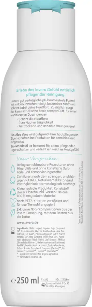 Bild 2 von lavera basis sensitiv Cremedusche, 250 ml